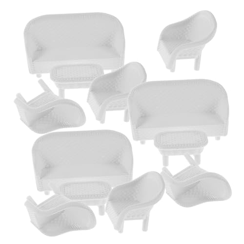 Gadpiparty 3 Sätze Miniatur Möbelset für Puppenhaus Robuste Kunststoff Sofa Tisch und Stühle für Sandtisch und Kreative Spielzeuge für Fantasievolles von Gadpiparty