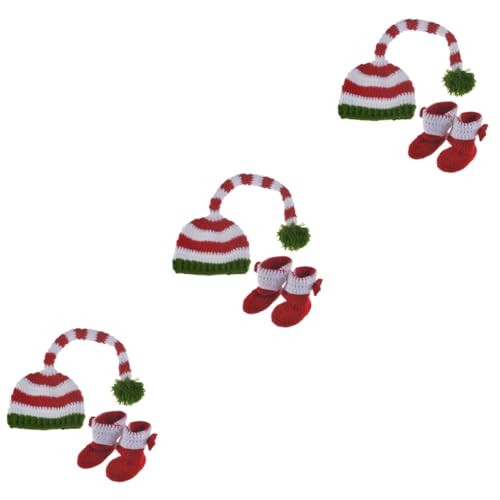 Gadpiparty 3 Sätze Weihnachtsfotografie-Kit Neugeborene Requisiten Baby-Weihnachtsfotografie-Anzug Kinderkleidung Weihnachtsmann-Kostüm Baby-Weihnachtsanzug Fotografie Weihnachtsanzug Socke von Gadpiparty