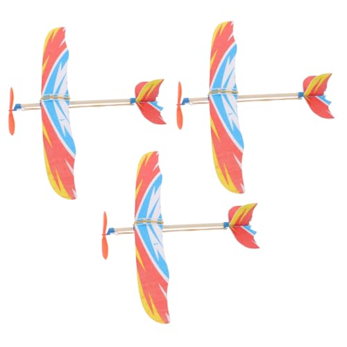 Gadpiparty 3 Stück Teiliges DIY Flugzeugmodell Gummiband Motor Leichtes Styropor Segelflugzeug Innovatives Lernspielzeug für Eltern-Junge Mädchen Interaktion Zufällige Farbe von Gadpiparty