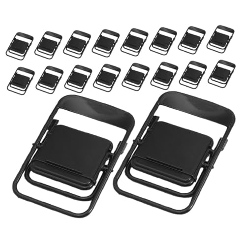 Gadpiparty 32 Stück Teiliges Mini Klappstuhl Telefonhalter aus Schwarzem Verstellbarer Tragbarer Handy Ständer für Puppenhäuser Dekoration Mobiles Arbeiten und Reisen von Gadpiparty