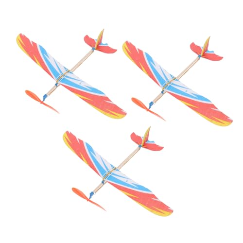 Gadpiparty 3Er-Pack Gummiflugzeug Kreativer Gummiflugzeugbausatz Flugzeugmodell Spielzeughubschrauber Outdoor-Flugzeugspielzeug Für Kinder (Zufälliges Muster) von Gadpiparty