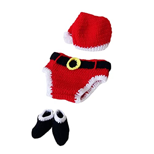 Gadpiparty 3st Gestrickte Babykleidung Santa Anzug Für Kleinkinder Baby-weihnachtsmann-kostüm Baby-fotoshooting-requisiten Kleinkindkleidung Kleider Neugeboren Hut Europäisch Und Amerikanisch von Gadpiparty
