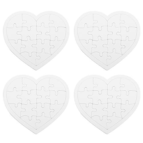 Gadpiparty 4 Sets Blanko-Puzzle Weißes Puzzle Blanko-Puzzleteile DIY Blanko-Puzzle Blanko-Puzzles Zum Bemalen Blanko-Puzzleteile Zum Beschriften Zum Dekorieren Basteln & Selbermachen Herz von Gadpiparty