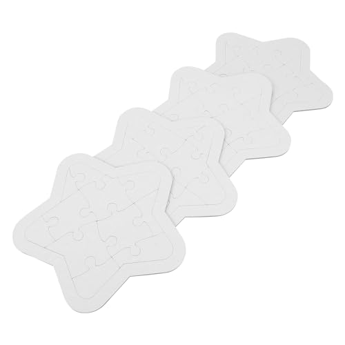 Gadpiparty 4 Sets Blanko-Puzzle Weißes Puzzle Blanko-Puzzleteile DIY Blanko-Puzzle Blanko-Puzzles Zum Bemalen Blanko-Puzzleteile Zum Beschriften Zum Dekorieren Basteln & Selbermachen Stern von Gadpiparty