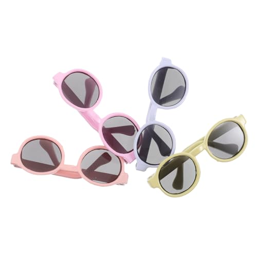 Gadpiparty 4 Stück Puppen Sonnenbrillen in Macaron Farben Leichte Mini Sonnenbrillen für Puppen Langlebig und Kreativ für Rollenspiele und Puppenmode Zubehör von Gadpiparty