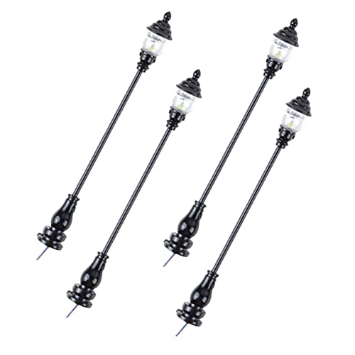 Gadpiparty 4 Stück Sandtabellenmodellzubehör Miniatur Mini-Straßenlaternenmodell Sandtischdekor kleine Straßenlaterne winzige Lichter Mini -Licht Lampenmodell Edelstahl Plus abs Schwarz von Gadpiparty