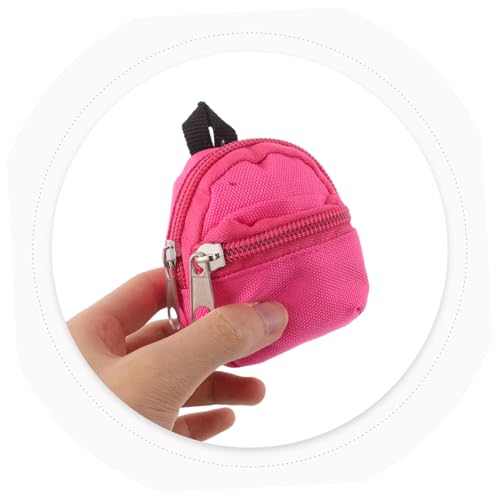 Gadpiparty 4 Stück Teiliges Mini Rucksack für Puppen Maßstab Realistischer Polyester Zip Rucksack in Weiß Rosa Schwarz und Muster für DIY Puppenhaus Zubehör und Rollenspiele von Gadpiparty