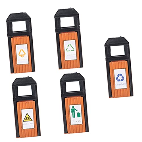 Gadpiparty 5 Stück Mini Mülleimer für Puppenhaus Realistische Abfallkörbe DIY Mülltonnen für Sandtisch Dekoration Kinderzimmer Zubehör Hochwertige Mini Abfalleimer von Gadpiparty