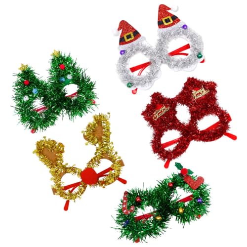 Gadpiparty 5 Stück Weihnachts-Brillengestelle Lametta-Weihnachtsparty-Brillen Metallic-Brillen Glänzendes Weihnachtskostüm Kreative Weihnachtsbrillen Für Urlaubsparty-Zubehör von Gadpiparty