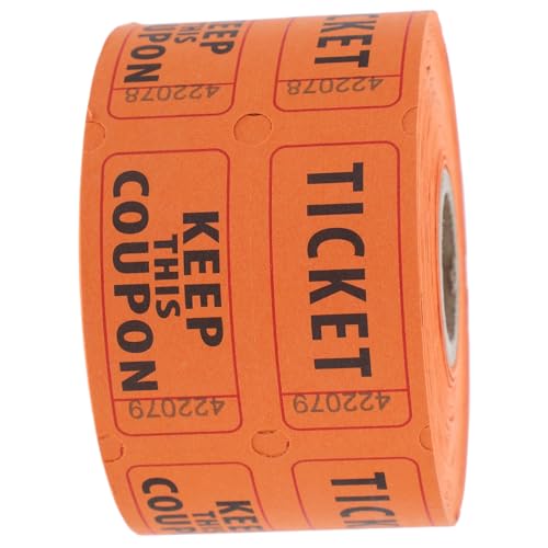 Gadpiparty 500 Stück Lotterielose Auf Rolle Tombola Los Kinotickets Gefälschte Lotterielose Ticket Für Tombolas Doppel Tombola Lose Tombola Preise 170 G Doppel Offset Papier Orange von Gadpiparty
