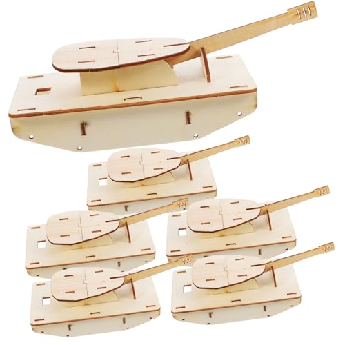 Gadpiparty 6 Stck. Teiliges DIY Holzpanzer Modell Unbemalt Zusammenbaubar für Pädagogisches Holzspielzeug Kreativität und Handfertigkeit von Gadpiparty