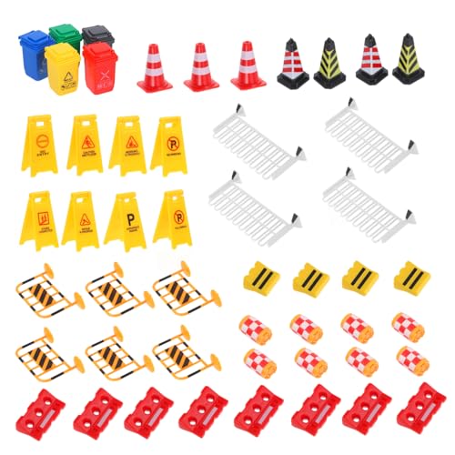 Gadpiparty 75 Stück Mini-verkehrskegel Für Jungen Und Mädchen Verkehrszeichen-spielset Miniatur-verkehrsspielzeug Für Rollenspiele Konstruktion Miniatur-Eisenbahn Tischzubehör von Gadpiparty