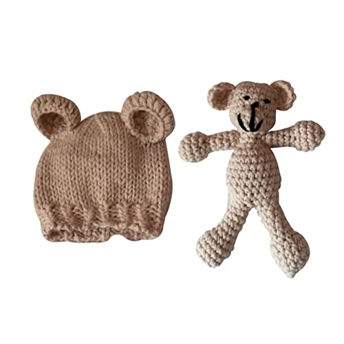 Gadpiparty Entzückende Baby-fotomützen – Strickmütze Für Jungen Mädchen Neugeborene Kleinkinder – Beige Foto-requisite von Gadpiparty