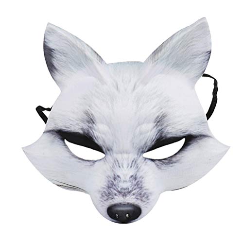 Gadpiparty Halbgesichtsmaske, EVA Tiermaske, Fuchs Cosplay Kostümzubehör für Halloween, Karneval, Maskenball, Weiß, Verstellbarer Riemen, 2er-Pack von Gadpiparty
