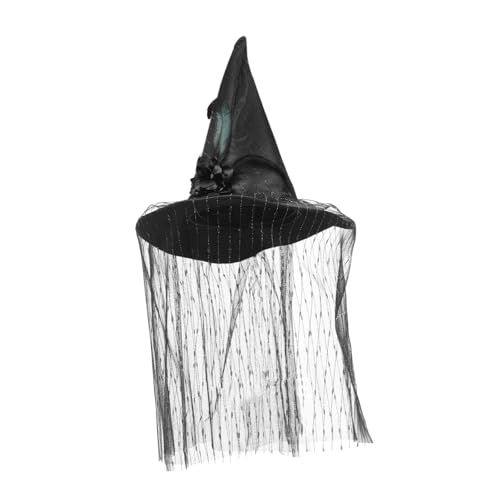 Gadpiparty Leichter Hexenhut mit Schleier für Halloween Stilvolles Kostümzubehör für Rollenspiele und Partys für Fotos und Aufführungen von Gadpiparty