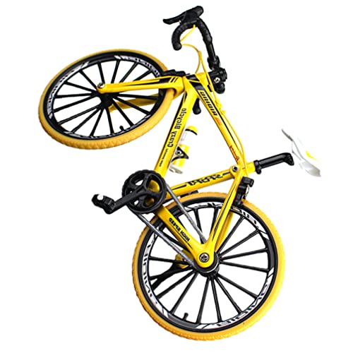 Gadpiparty Ornament Miniatur-Fahrradmodell Curving Grip Fahrradspielzeug 1:10 Mini-Fingerfahrrad-Rennspielzeug Simulationsfahrrad Legierung Rennrad-Modellsammlungen Puppenhaus- Gelb von Gadpiparty