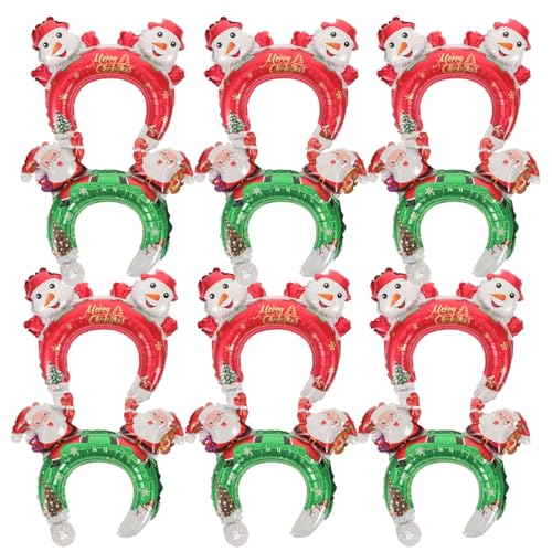 Gadpiparty Weihnachts-Ballon-Stirnband 20 Stück Weihnachts-Stirnband Weihnachtsmann Schneemann Weihnachts-Folienballon Neuheit Weihnachtsmütze Weihnachtsparty-Zubehör von Gadpiparty
