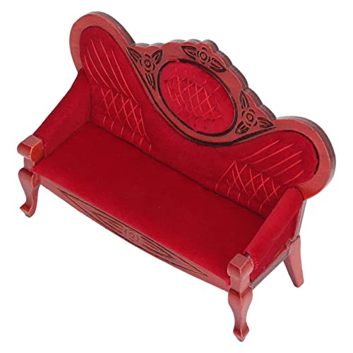 1 : 12 Miniatur Puppenhaussofa Vintage Rot Holz Realistische Couch Möbel Craft Dekoration für Wohnzimmer 1 : 12 Miniatur Puppenhaussofa Vintage Rot Holz Realistische Couch Möbel Craft Dekoration für Wohnzimmer von Gaeirt