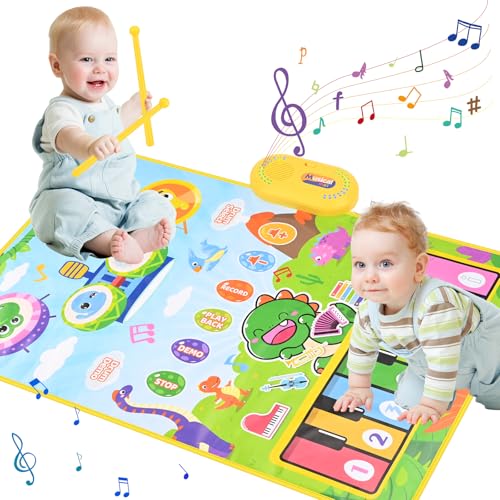 Gaethra Kinderspielzeug ab 1 Jahr, Baby Spielzeug, 2-in-1 Musikmatte (Piano und Trommel), Geburtstagsgeschenk 1 Jahr, Motorikspielzeug, Geschenke für Jungen Mädchen von Gaethra