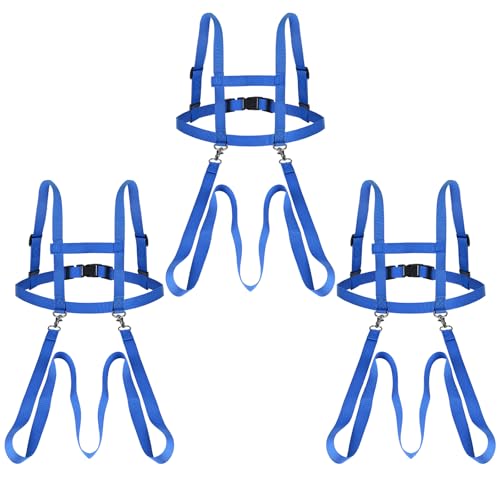 Gaethra Pferdeleine zum Spielen für Kinder ab 3 Jahren, 3 Stück Pferdegeschirr für Kinder zum Spielen, Größenverstellbare Pferdeleine Kinder für Skifahren, Rollenspiele, Outdoor (Blau) von Gaethra