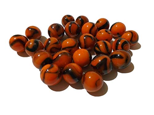 25 Murmeln Bengalischer Tiger orange / schwarz ca. 16mm aus Glas, Glasmurmel, Glaskugel (120067) von Gaide und Petersen