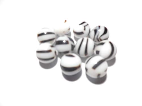 Gaide und Petersen 10 Murmeln Zebra Schwarz Weiß, 16mm, Handarbeit,Glaskugel, Kugel aus Glas (GSDL5) von Gaide und Petersen