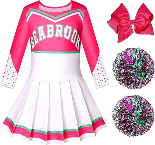 Gaifully Addison Cheerleader-Outfit für Mädchen, Zombies 3, Cheerleader-Kostüm, Kinderkleid mit Pompons, für 3–12 Jahre von Gaifully