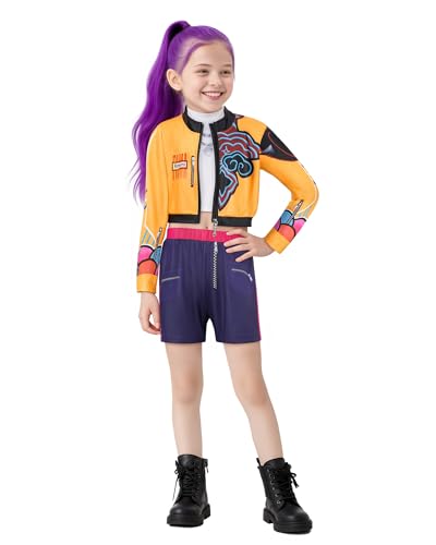 Gaifully Dämonenjäger Rumi Kostüm Halloween Kostüm Kleid Kinder Welttag Mädchen Cosplay Uniform Karneval Outfit für 3-12 Jahre von Gaifully
