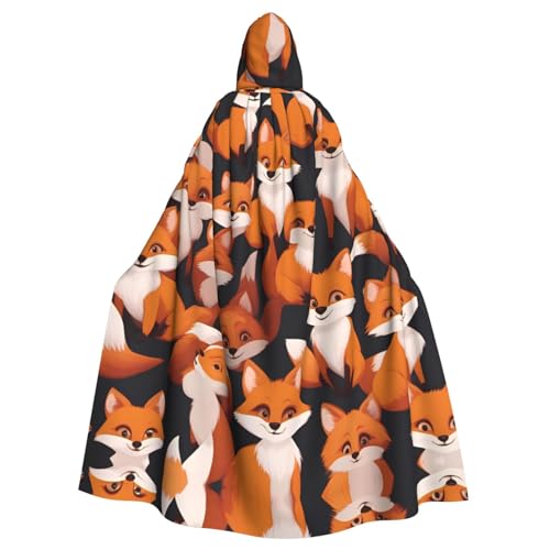 Gajher Lots Of Cartoon Little Foxes Uni Kapuzenumhang – Rollenspiel-Kostüm in voller Länge – perfekt für Weihnachten, Themenpartys und Halloween von Gajher