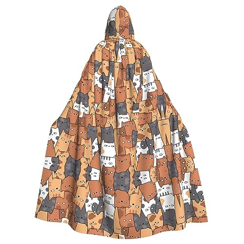 Gajher Orange Cats Uni Kapuzenumhang – Rollenspiel-Kostüm in voller Länge – perfekt für Weihnachten, Themenpartys und Halloween von Gajher
