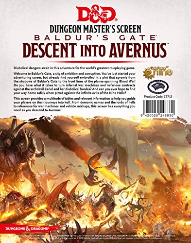 Gale force Nine LLC 73712 Dungeons & Dragons-Baldurs Gate Descent Into Avernus DM Screen, Multi-Colour von Gale Force Nine