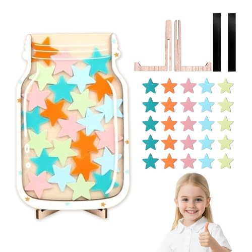 Galenecx Belohnungsglas für Kinder, Star Reward Jars, Sternglas Belohnungsglas mit Holzhalter, Personalisiertes Magnetische Reward jar für Kinder, für motivierende Verhaltensbelohnungen Galenecx Belohnungsglas für Kinder, Star Reward Jars, Sternglas Belohnungsglas mit Holzhalter, Personalisiertes Magnetische Reward jar für Kinder, für motivierende Verhaltensbelohnungen von Galenecx