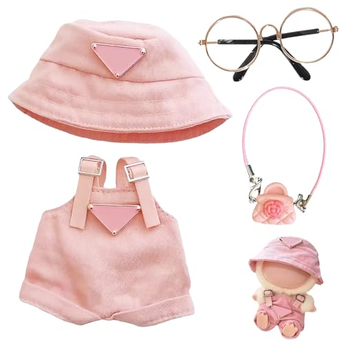 Galenecx 17 cm Klamotten für Puppe, Kleidung für 17 cm Plüsch, Trägern, Mütze, Brille, Blumentasche, Puppenaccessoires, Süße Puppenkleidung DIY Geschenk(Keine Puppe) von Galenecx