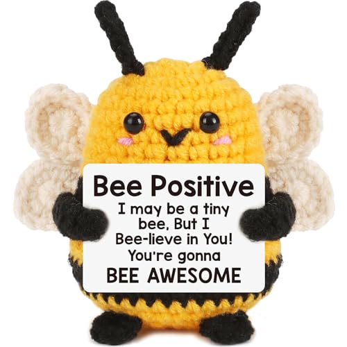 Galenecx Pocket Hug Biene, Kreative Positive Handgestrickt Biene Geschenke, Bee Kuscheltier, Mit Happy Bee Karte, Mutmacher Geschenk, Gute Besserung Gift, Geschenk zum Abschluss von Galenecx