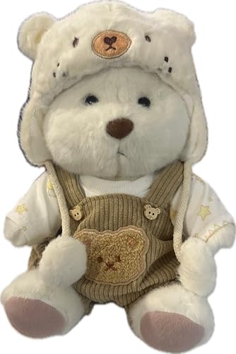 Galilea® Bobbie Bear Teddybär, handgefertigt, beweglich, weicher und unwiderstehlicher Teddybär, originelle Geschenke für Damen (Lätzchen, Mütze und T-Shirt) von Galilea