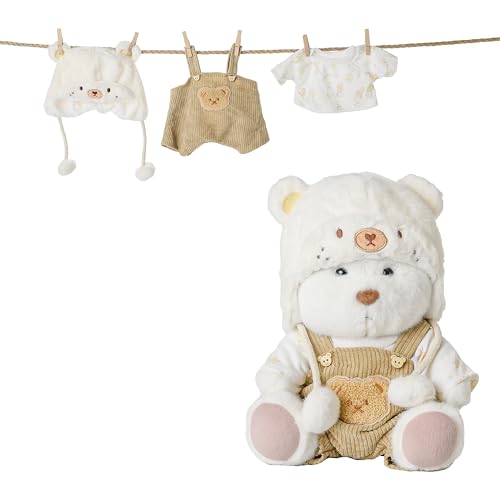 Galilea® Bobbie Bear Teddybär, handgefertigt, beweglich, weicher und unwiderstehlicher Teddybär, originelle Geschenke für Damen (Lätzchen, Mütze und T-Shirt) von Galilea