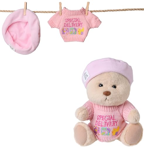 Galilea® Bobbie Bear Kleidungsset für Bobbie – handgefertigt, beweglicher Teddybär, weich und unwiderstehlich, originelle Geschenke für Damen (rosa Pullover und Barette) von Galilea