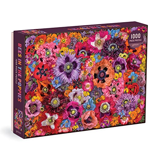 Galison 9780735375550 Bees in The Poppies Jigsaw Puzzle, Multicoloured, 1000 Pieces von Galison