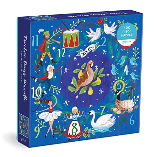 Galison 780735371194 12 Days Wreath Christmas Jigsaw Puzzle, Multicoloured, 500 Pieces von Galison