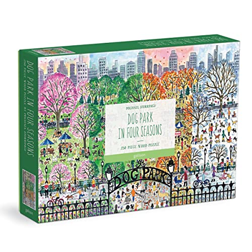 Galison 9780735373105 Michael Storrings Dog Park in Four Seasons Wooden Jigsaw Puzzle, Multicoloured, 250 Pieces von Galison