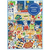 Happy Hanukcats Greeting Card Puzzle Happy Hanukcats Greeting Card Puzzle von Galison
