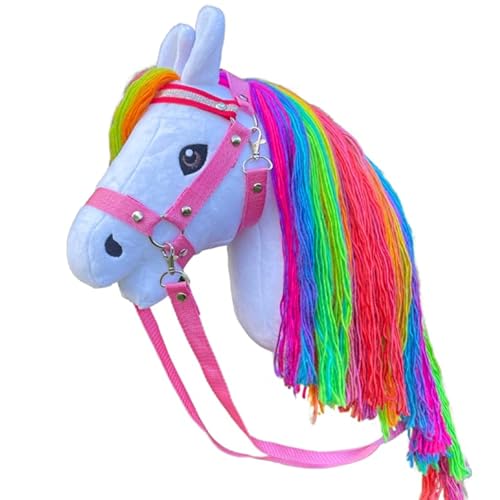 Galloping Kids Hobby Horse Rainbow A3 – Großes Steckenpferd für Kinder ab 8 Jahren – Handgefertigt, Sicher & ÖkoTex – Bunter Mähne, Ideal für Reitspiele und Geschicklichkeit von Galloping Kids
