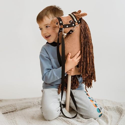 Galloping Kids Hobby Horse ab 4 Jahren – Silent Wind A4 Steckenpferd für Mädchen & Jungen – mit bronzefarbener Mähne, Minky-Stoff, Buchenstab, federleicht – handgefertigt von Galloping Kids