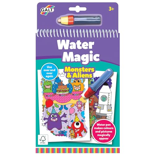 Galt Toys Water Magic Monster und Aliens - Wiederverwendbares Malbuch für Kinder - Ab 3 Jahren von Galt