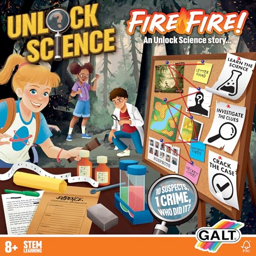 Galt Unlock Science - Fire Fire! Kit für Kinder ab 8 Jahren, STEM Science Experiments Set und Fun Filled Crime Solving, Mystery Game for Children, Learn Science, Investigate Clues and Crack The Case Galt Unlock Science - Fire Fire! Kit für Kinder ab 8 Jahren, STEM Science Experiments Set und Fun Filled Crime Solving, Mystery Game for Children, Learn Science, Investigate Clues and Crack The Case von Galt