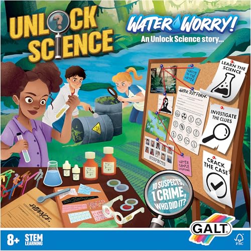 Galt Unlock Science – Wassersorge! Kit für Kinder ab 8 Jahren, STEM Science Experiments Set und Fun Filled Crime Solving, Mystery Game for Children, Learn Science, Investigate Clues and Crack the Case Galt Unlock Science – Wassersorge! Kit für Kinder ab 8 Jahren, STEM Science Experiments Set und Fun Filled Crime Solving, Mystery Game for Children, Learn Science, Investigate Clues and Crack the Case von Galt