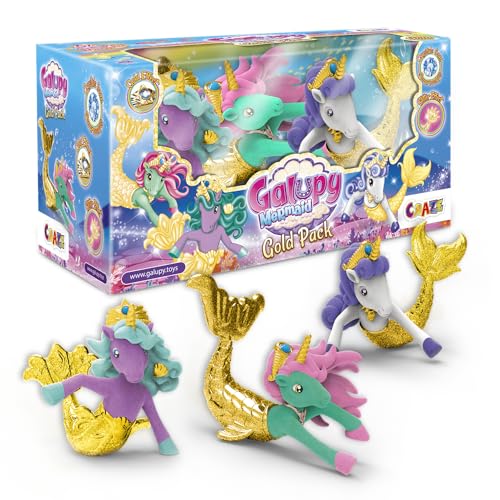 GALUPY Mermaid Gold Edition - 3X Einhorn Figuren mit besonderen goldenen Schwänzen - Einhorn Spielzeug GALUPY Mermaid Gold Edition - 3X Einhorn Figuren mit besonderen goldenen Schwänzen - Einhorn Spielzeug von Galupy
