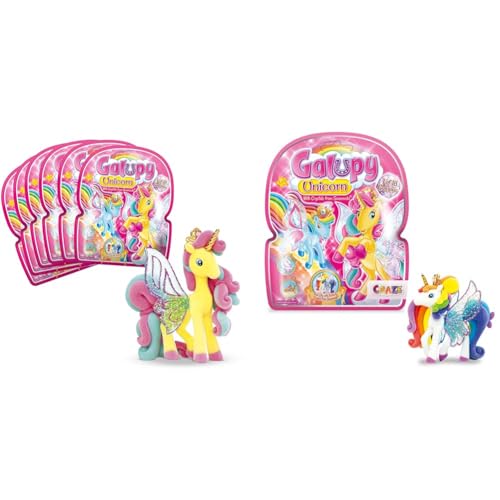 Galupy Unicorn - 6er Pack Einhorn Figuren & Unicorn - Einhorn Spielzeug zu Sammeln, Einhorn Figuren mit Glitzerflügeln & Swarovski Kristal von Galupy