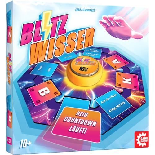 Game Factory 646061 Blitzwisser, das blitzschnelle Wortspiel für Familien und Freunde inkl. Buzzer, Gesellschaftspiel, Partyspiel ab 10 Jahren von Game Factory