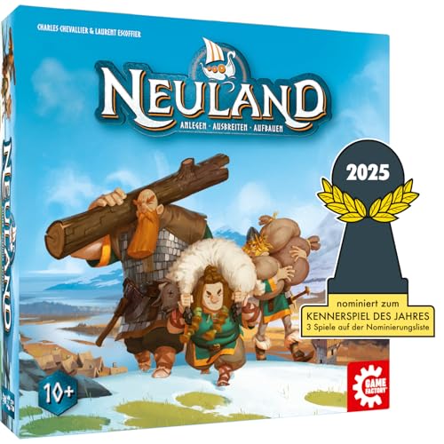 Game Factory 646080 Neuland, strategisches Familienspiel ab 10 Jahren, taktisches Brettspiel für 2-4 Spieler, Gesellschaftsspiel von Game Factory